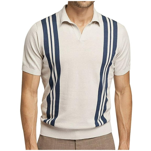 JINMGG Mens Shirts Clearance,Mens Knit Colorblock Stitching Lapel Button Up Short Sleeve Shirts