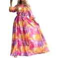 thumbnail image 1 of Sunloudy Vestido de manga larga casual para mujer, estampado a la moda, cuello de barco, vestido largo con cinturón Sunloudy  moda, 1 of 9