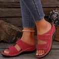 thumbnail image 2 of Rokment Platform Wedge Orthopedic Sandals for Women 2026 Summer Fashion Casual Leather Open Toe Orthotic Walking Slip on Comfortable Beach Dress Slides Slippers Adjustable Red Size 6, 2 of 5