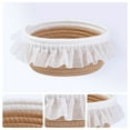 thumbnail image 2 of REGALWOVEN 1 Pack Woven Storage Basket, Shelf Closet Storage Bin with Lace Trim for Key Tray Bowl for Entryway Desk, Catchall Home Decor Khaki/White 6.9*5.9*3.5in, 2 of 5
