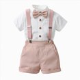 thumbnail image 2 of Toddler Boy Summer Wedding Clothes Set with Bowtie Short Sleeve Shirt and Suspender Shorts Baby Outfits, 2 of 4
