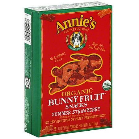 Annie's Homegrown Organic Summer Strawberry Fruit Snacks, 0.8 oz, 5ct (Pack of 12)