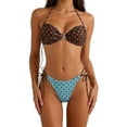 thumbnail image 2 of Yeaiivve Women's Triangle Bikini Sets O Ring Linked Two Piece Swimsuits Halter Bandeau Top with Side Tie Swim Bottom Cheeky Bathing Suit for Women Multicolor,L, 2 of 8
