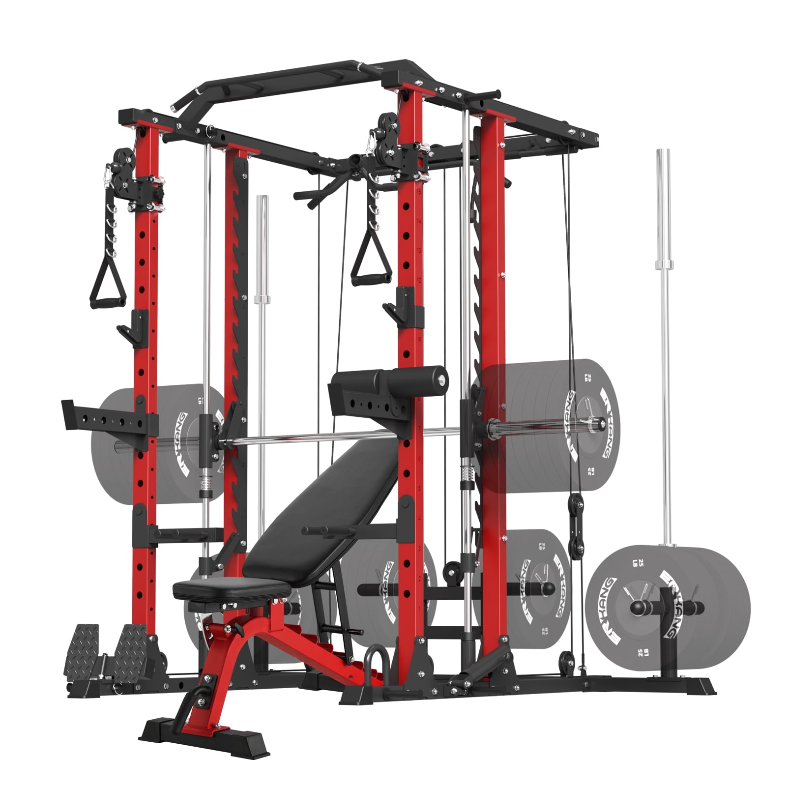 ER KANG Smith Machine Home Gym, 2100LBS Smith Rack with Cable Crossover