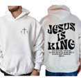 thumbnail image 4 of Jesus Is King Christian Hoodie for Men and Women, John Bible Verse Pullover, Sizes S-5XL, 4 of 6