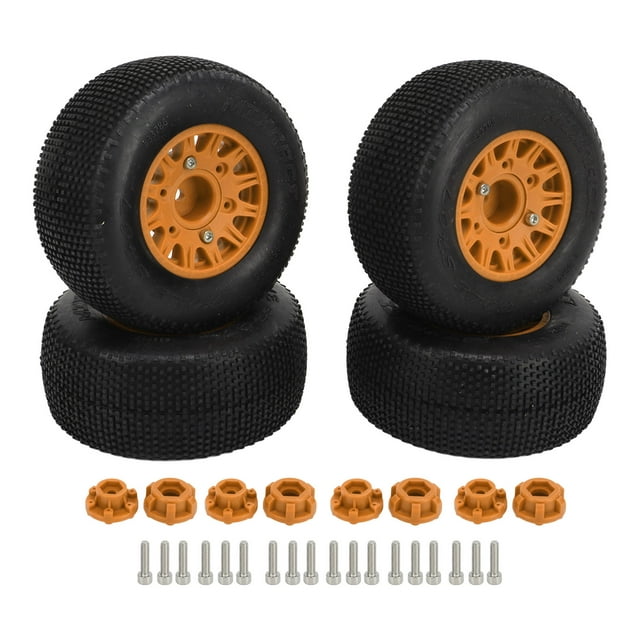1/10 Neumáticos RC Goma Plástico Agarre Fuerte Amortiguación Fuerte Ruedas de Coche RC Engrosadas con Acopladores para SCX10 Naranja YUNYI BRAND Deportes