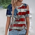 thumbnail image 7 of SELONE Tshirts for Women American Flag Plus Size Short Sleeve Crewneck Cold Shoulder July 4th Apparel Red White Blue Wear Clothes Gifts Activewear M, 7 of 7