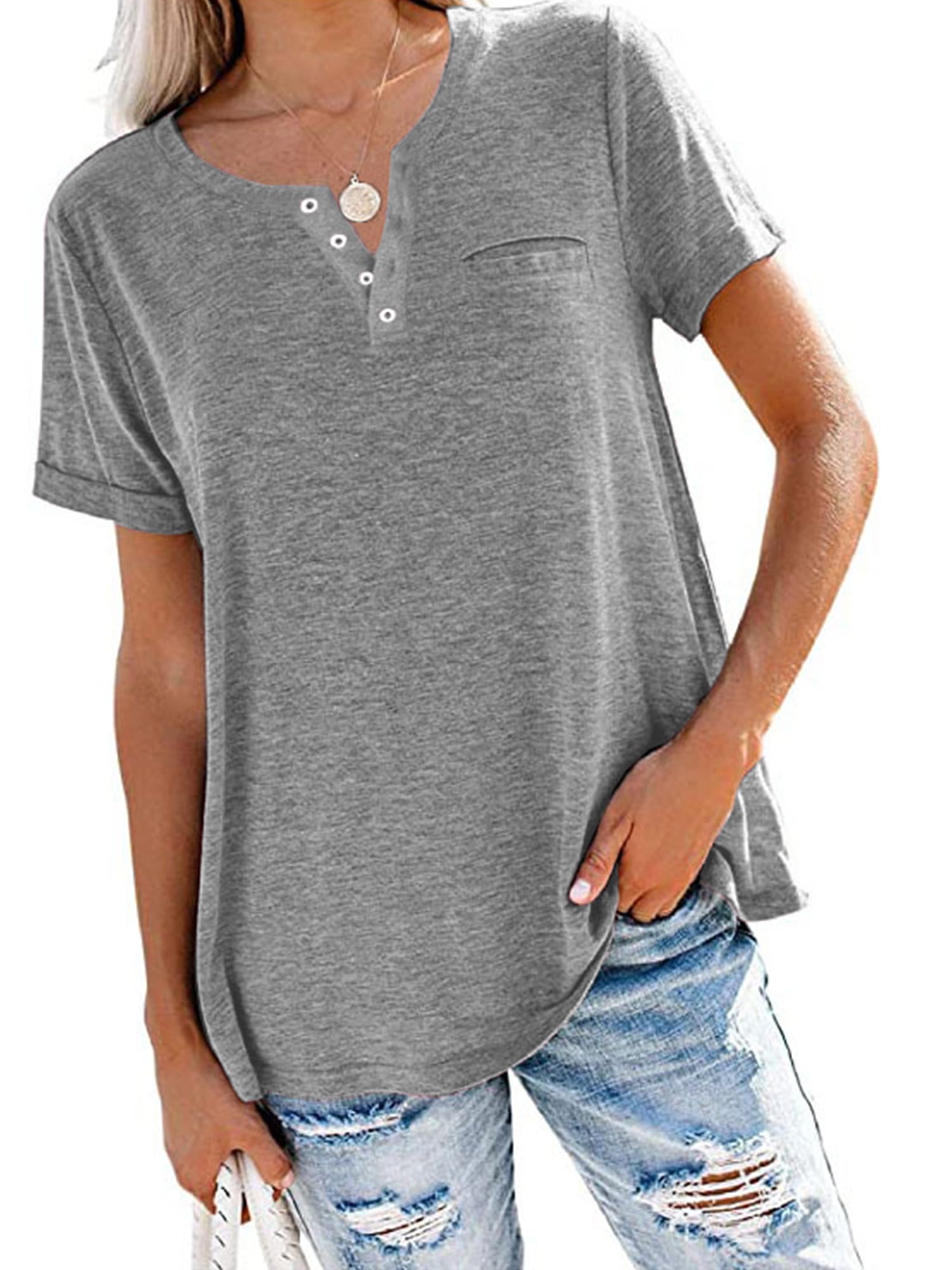 Mens Plain Short Sleeve Shirts Summer Beach Casual Loose T-Shirt Comfy Basic Tee