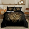 thumbnail image 2 of Move Over Black Gold Hamsa Hand Duvet Cover Set Twin Boho Bedding Sets Mandala Floral Pattern Microfiber Duvet Cover No Filling, 2 of 6
