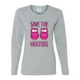 thumbnail image 2 of Wild Bobby Breast Cancer Awareness Save the Hooters 2 Chicks Funny Breast Cancer Awareness Women Graphic Long Sleeve T-Shirt, Heather Grey, X-Large, 2 of 6