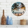 thumbnail image 3 of Retro Palm Tree Sunset Beach Silent Wall Clock 10" Non-Ticking Battery Clock, 3 of 7