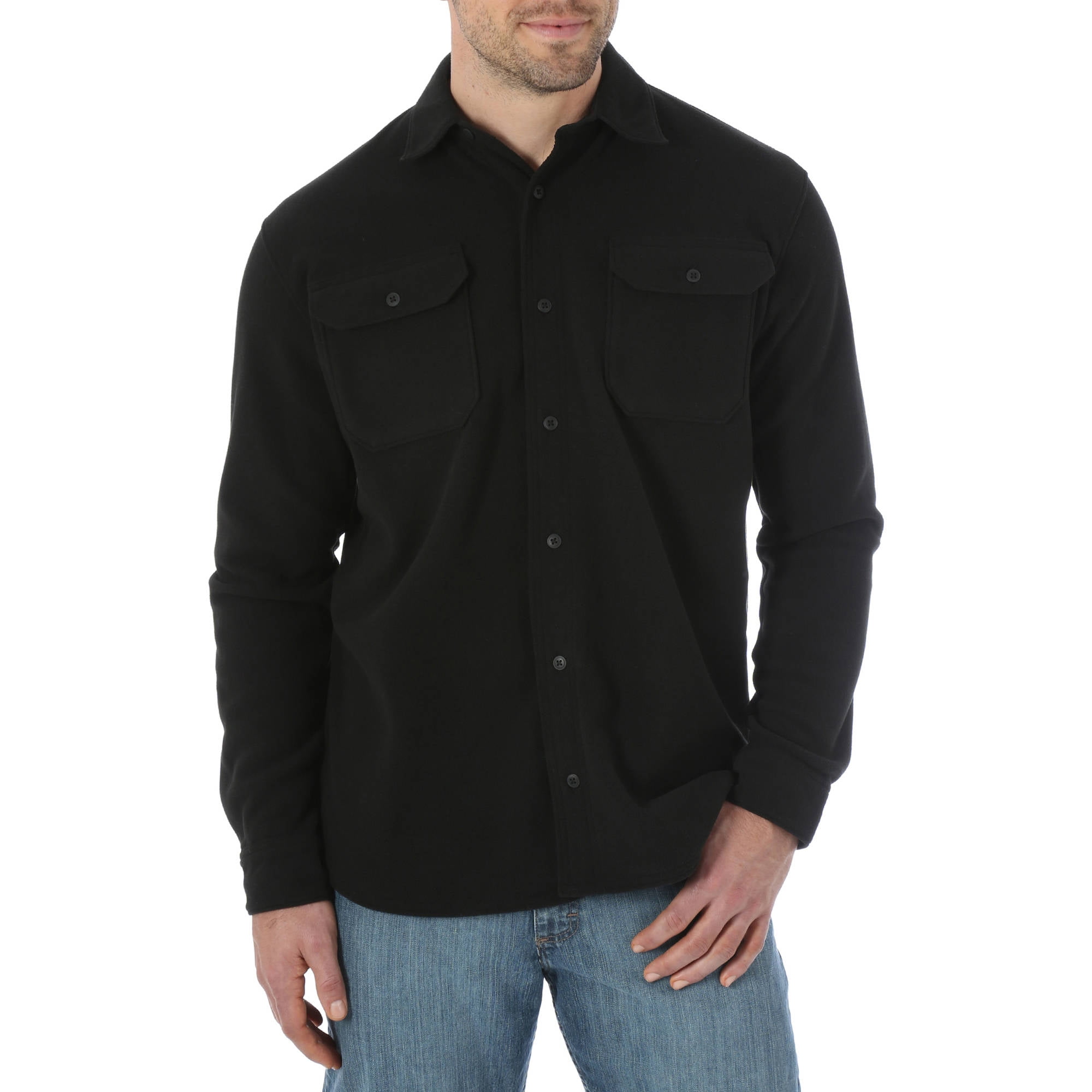 KLJR Men Long Sleeve Warm Fleece Slim Fit Solid Color Button Down Shirts