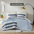 thumbnail image 4 of Regency Heights Full/Queen Comforter Sets, Reversible Striped Comforter Set for Dorm Bedding, 3 Piece Lightweight All Season Navy/Blue Comforter Bed Set with Pillow Shams, 4 of 9
