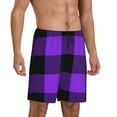 thumbnail image 2 of Easygdp Purple Buffalo Plaid Men's Short Pajama Pants, Sleep Shorts, Household Pants, Casual Pants with Pockets - Medium, 2 of 9