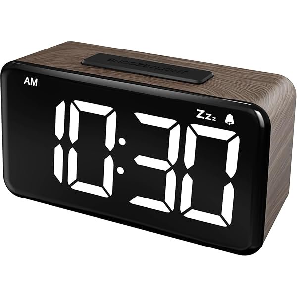 wonima02 Digital Alarm Clock: Wood Grain, 5.9-inch Large LED Display, Easy to Use for Seniors and Men, Adjustable Brightness, Aesthetic Room Decor Desk Clocks for Bedroom | Dorm | Living Room | Office