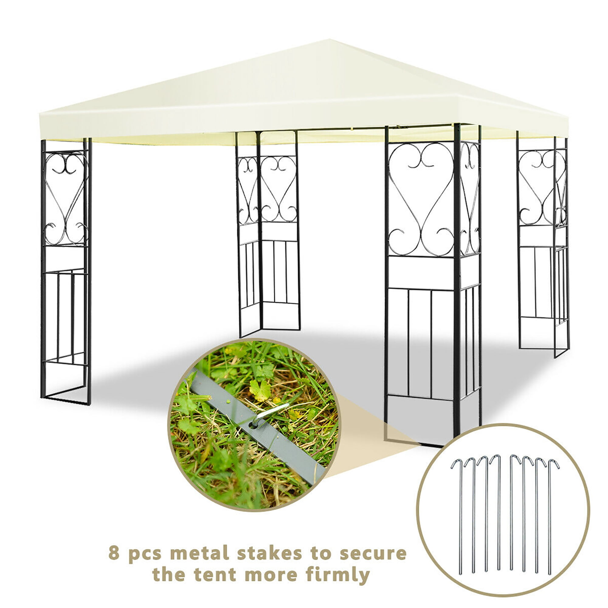 Costway 10'x10' Steel Frame Patio Gazebo Canopy Tent Shelter Patio Party Awning