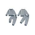 thumbnail image 2 of Loicainy Toddler Baby Boys Fall Outfit 3 6 12 18 24 Months 2T 3T 4T Casual Long Sleeve Striped Pullover with Pants 2Pcs Clothes Set, 2 of 9