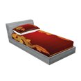 thumbnail image 2 of Dragon Fitted Sheet & Pillow Sham Set, Chinese Heritage Historical Eastern Motif Creature Design, Decorative Printed 4 Piece Bedding Decor Set, Twinxl, Orange Yellow, by Ambesonne, 2 of 3