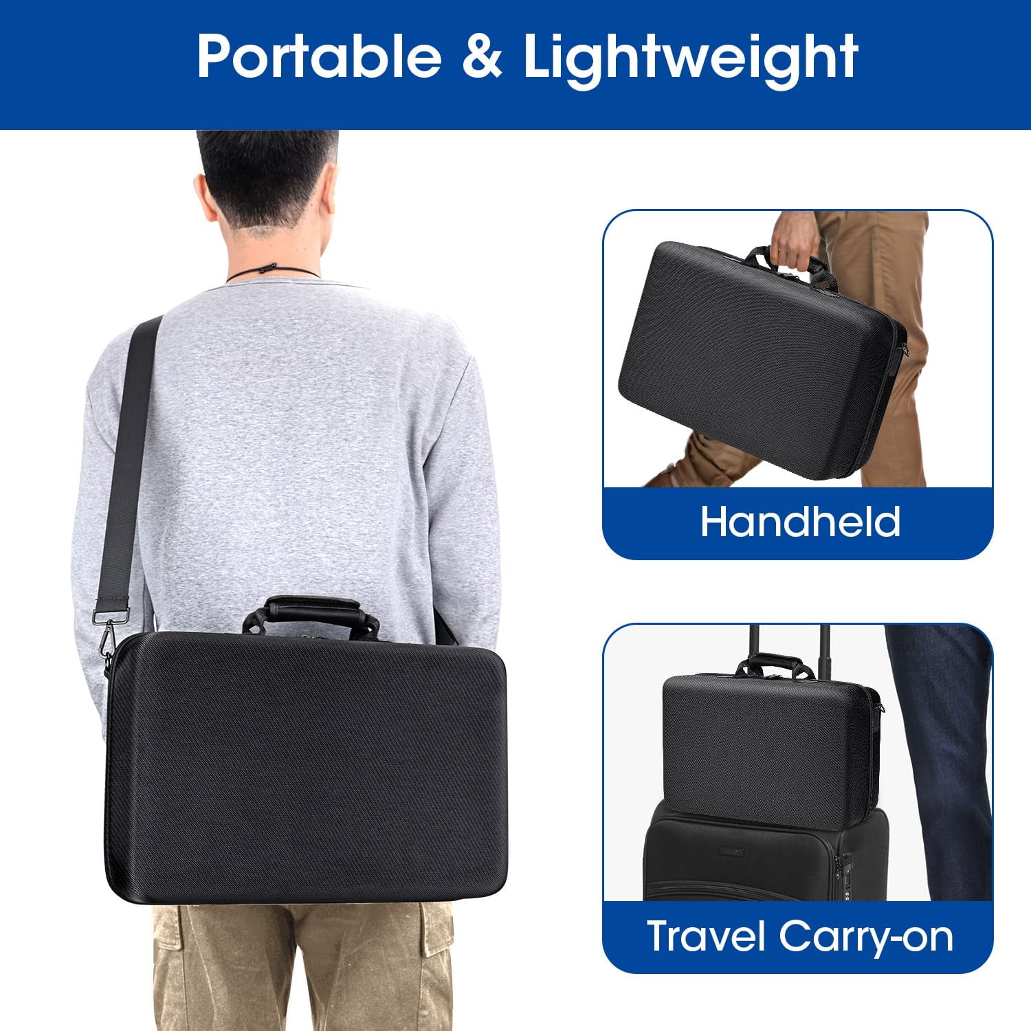 Myecovie Carrying Case for PS5 & Controllers EVA Hard Shell Carying Box Waterproof &.Shockproof Caring Box for PS5 PS4 Console Controlers, Black