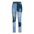 thumbnail image 4 of Jjayotai Stretch Patchwork Jeans Denim Pants for Women, High Waisted Skinny Casual Distressed Patch Jegging Blue S, 4 of 9