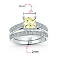thumbnail image 5 of Bling Jewelry Womens Cocktail Statement Ring: 3CT Canary Yellow CZ Princess Cut Solitaire with Pave Band, 5 of 6
