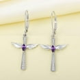 thumbnail image 3 of Cross Earrings 925 Sterling Silver Angel Wings Leverback Earrings Teardrop Birthstones Criss Dangle Drop Jewelry, 3 of 4