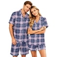 thumbnail image 2 of Couple Matching Pajamas Men and Women Silk Button Down Loungewear 2 Pieces Sleepwear Set S-Xxxxl(Men), 2 of 5