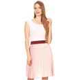 thumbnail image 5 of Sakkas Amira Accordion Pleated Midi Crepe Slim Skirt with Elastic Waist - Pink/burgundy - One Size Regular, 5 of 5