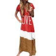 thumbnail image 1 of outfmvch Robe Rouge Grande Taille Quotidienne Teinture sur Nœuds Bloc Ample Col en v Manches Courtes Robe maxi Robes Femmes Robes d'Automne, 1 of 6