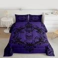 thumbnail image 2 of Homewish Spooky Gothic Skeleton Bedding Comforter Set,Ancient Baroque Print Twin Comforter Sets,Black Purple Bedding Set For Boys Girls,Breathable Home Decor Reversible,2pcs, 2 of 8