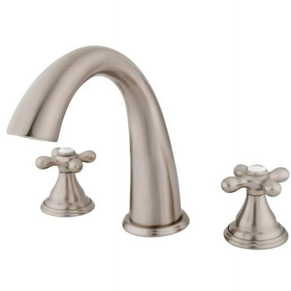 Kingston Brass  Roman Tub Filler with Handle Cross Handle, Satin Nickel
