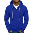 thumbnail image 3 of Dwelliawo Hoodies for Men Drawstring Fleece Hoodies Full Zip Casual Hooded Sweatshirts Oversized Long Sleeve Clothe Blue Pullover Hoodies with Pocket 3XL, 3 of 5
