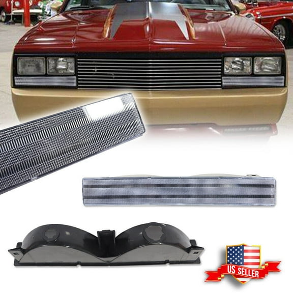 GTINTHEBOX Clear Front Bumper Parking Signal Light For 1982-1987 El Camino Malibu Caballero