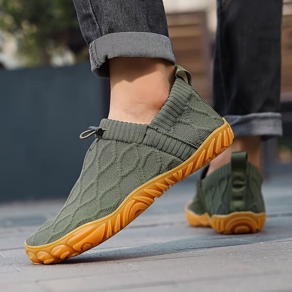 Non Slip Men's Solid Slip On Casual Shoes With Elastic Strap, Durable Outdoor Workout Jogging Sneakers