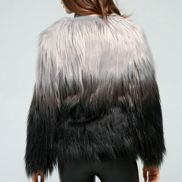 Soularge Women's Winter Plus Size Warm Faux Fur Coat Outerwear