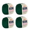 thumbnail image 1 of Hilo de algodón Keche, 60 % algodón, 40 % acrílico, suave para crochet y tejido, para amigurumi, 4 madejas/ovillos [50 g/180 yardas/165 m] x 4 - Verde oscuro, 1 of 1