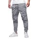 thumbnail image 1 of Pantalones largos para hombre, moda informal, cómodos, sólidos, con bolsillos, cintura con cordón, ribete regular, pantalones de poliéster para hombre, 1 of 5