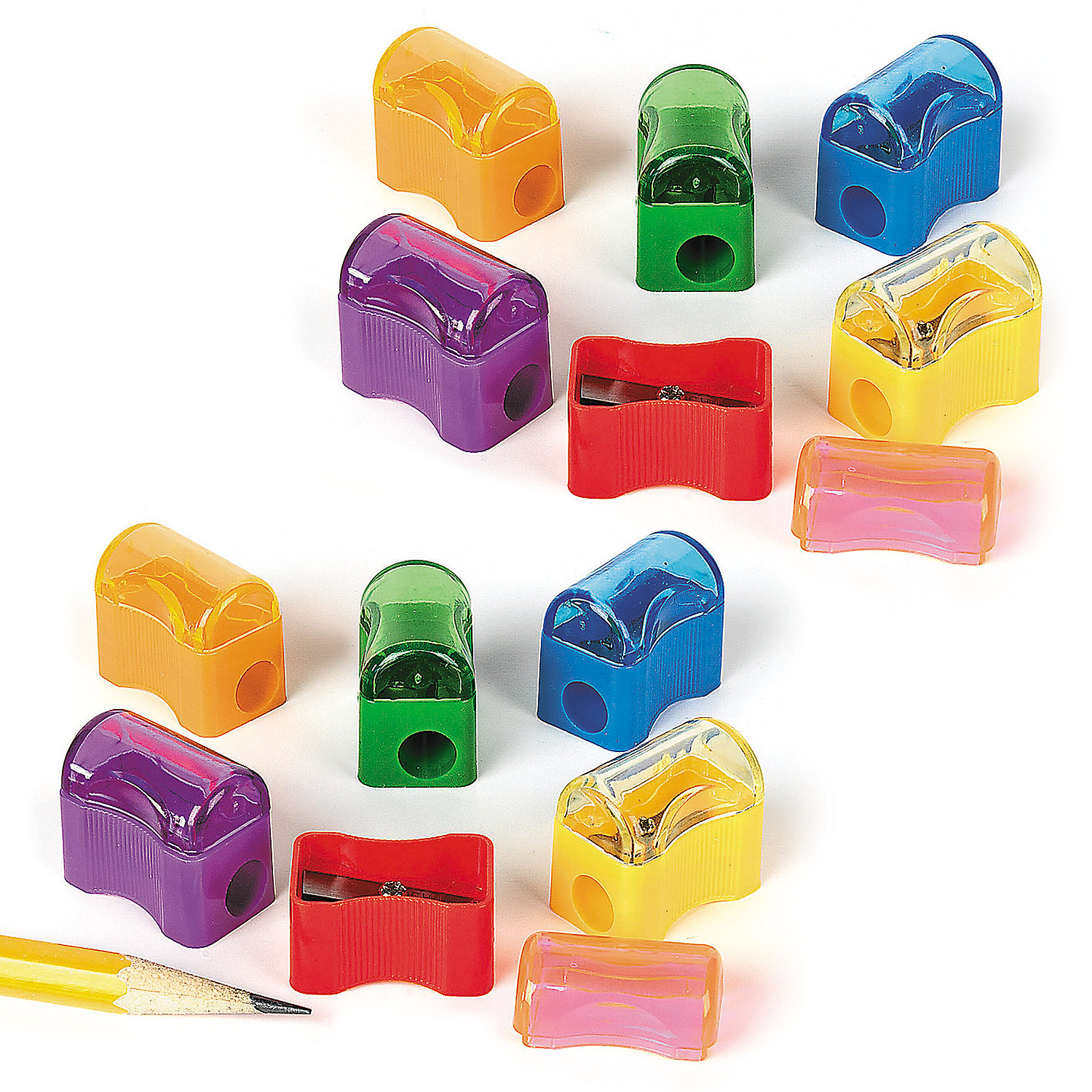 Fun Express Bulk 288 Pieces Solid Color Pencil Sharpeners with Caps