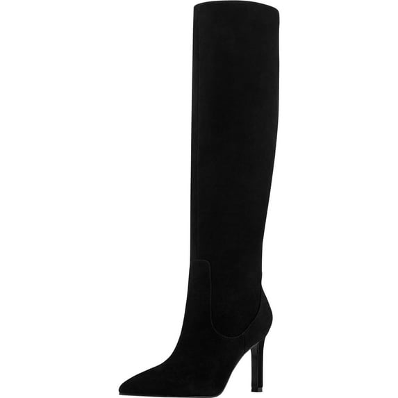 Nine West Womens Maxim Suede Pointed Toe Knee-High Boots Black 7.5 Medium (B,M)