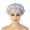 thumbnail image 2 of Turbans for Women! Yigetop Fashion Women Beading Braid Hat Muslim Ruffle Cancer Beanie Wrap Cap Sleep Caps Satin Lined Hair Bonnets Headwraps for Black Women Silver One Size, 2 of 3