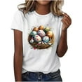 thumbnail image 1 of Hyknon Hauts d'Été pour Femmes Mode Ample Pull Polyvalent Blouses Décontractées Imprimé de Pâques Col Rond Manches Courtes Hauts d'Été, 1 of 4