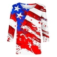 thumbnail image 4 of LYXSSBYX 4th of July Outfits for Women Women's Independence Day Printed Round Neck Three-quarter Sleeve 3/4 Sleeve T-Shirt Top, 4 of 5