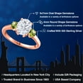 thumbnail image 2 of Gem Stone King 18K Rose Gold Plated Silver White Moissanite and Green Peridot Engagement Ring for Women | 2.70 Cttw | Oval 9X7MM | Gemstone Birthstone | Size 5, 2 of 7