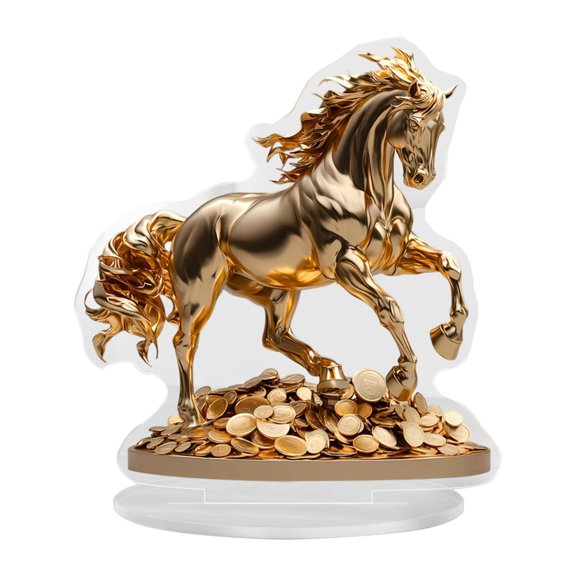 deevoka 2D Flat Horse Statue Acrylic Desktop Figurine for Living Room Kitchen Indoor