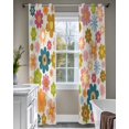 thumbnail image 4 of Vintage Boho Floral Sheer Curtains 63 Inch Length 2 Panels Set for Living Room/Bedroom, Yellow Pink Floral Bohemia Beige Kitchen Curtains Grommet Semi-Sheer Curtains Window Treatments 42"x63"x2, 4 of 7