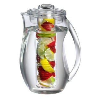 Fruit Infuser Water Pitcher, 36 Ounce Food Grade Borosilicate Glass Infusion Jug Ideal for Iced Juice, Beverages, Water, Lemon, Fruit Wedges & Herbs