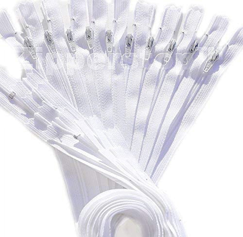 100 YKK 9" White #3 Nylon Zippers for Pouches, Bags, Apparel, Sewing & Craft Projects- Made in USA