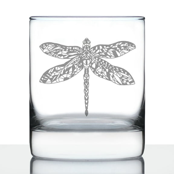 Bevvee Whiskey Rocks Glass 10.25 oz Dragonfly Gifts for Whiskey Enthusiasts Glassware & Drinkware