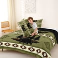 thumbnail image 4 of jejeloiu Lodge Wildlife Full Size Comforter Sets,Rustic Print Bedding Comforter Set For Boys,Green Cream,Black Reversible,3pcs,1 Comforter and 2 Pillowcases, 4 of 7