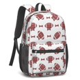 thumbnail image 2 of Football Bowtie Red Pattern 17" Waterproof Oxford School Backpacks for Teens, S-Shape Padded Straps, for School, Travel, Hiking, Camping, 2 of 5